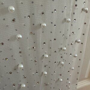 Sheer Mesh Pearl Rhinestone Cover Up Maxi Dress